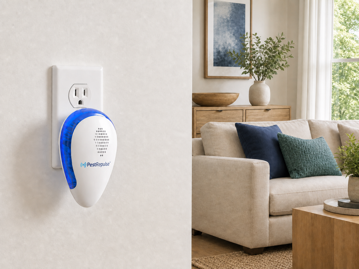 PestRepulse device plugged into a bright home living space